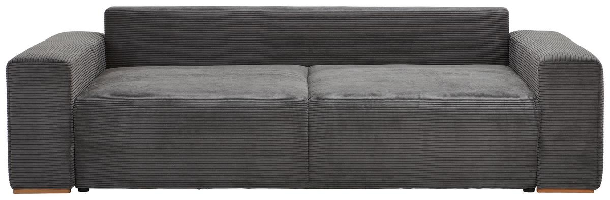 Schlafsofa Vouge Grau Bettkasten, B: 255 Cm - Buchefarben/Schwarz, KONVENTIONELL, Textil (255/86/123cm) - Livetastic