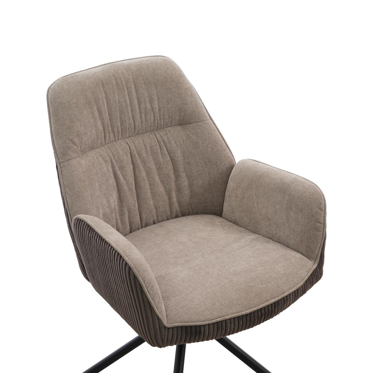 Armlehnstuhl Oulo Beige/Dunkelbraun B: 60 cm - Dunkelbraun/Beige, MODERN, Textil/Metall (60/89/65cm) - Livetastic