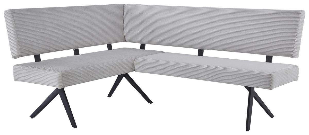 Eckbank Chios Cord Beige, S: 150x190 cm - Beige/Schwarz, KONVENTIONELL, Textil/Metall (190/150cm) - MID.YOU