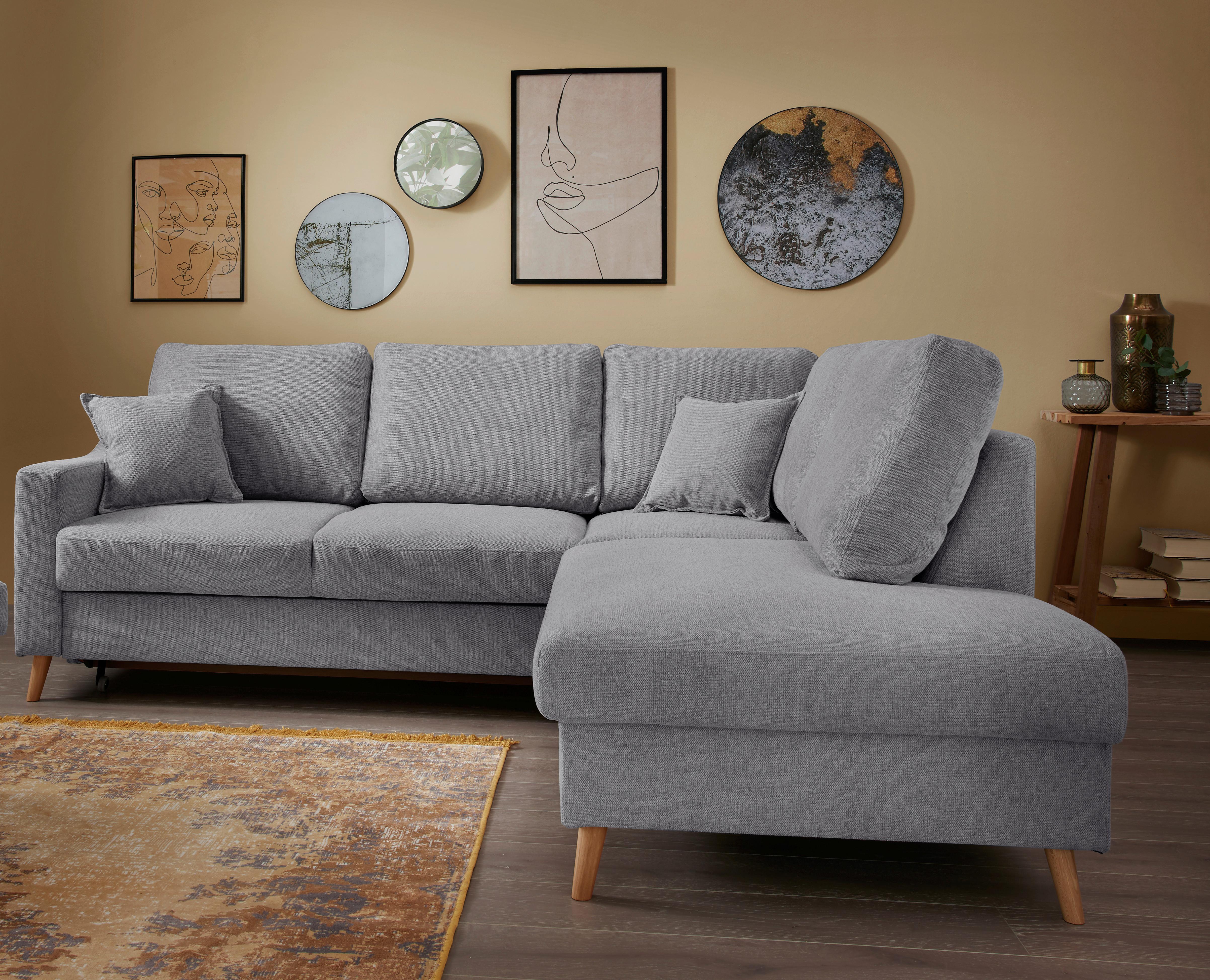 Ecksofa Valentina Dunkelgrau S: 230x200 Cm - Dunkelgrau/Naturfarben, MODERN, Textil (230/200cm) - Livetastic