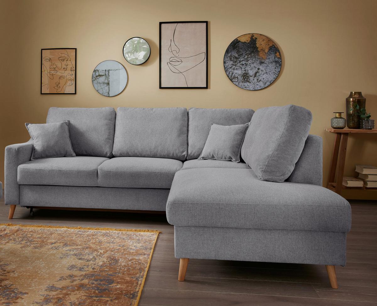 Ecksofa Valentina Dunkelgrau S: 230x200 Cm - Dunkelgrau/Naturfarben, MODERN, Textil (230/200cm) - Livetastic