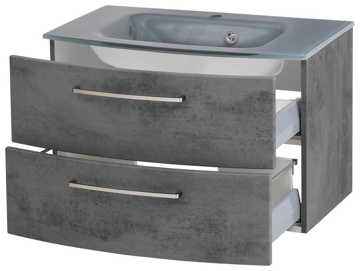 Badmöbel-set 3-tlg. Stockholm B: 110 Cm Grau - Grau, KONVENTIONELL, Glas/Holzwerkstoff (110cm) - Held