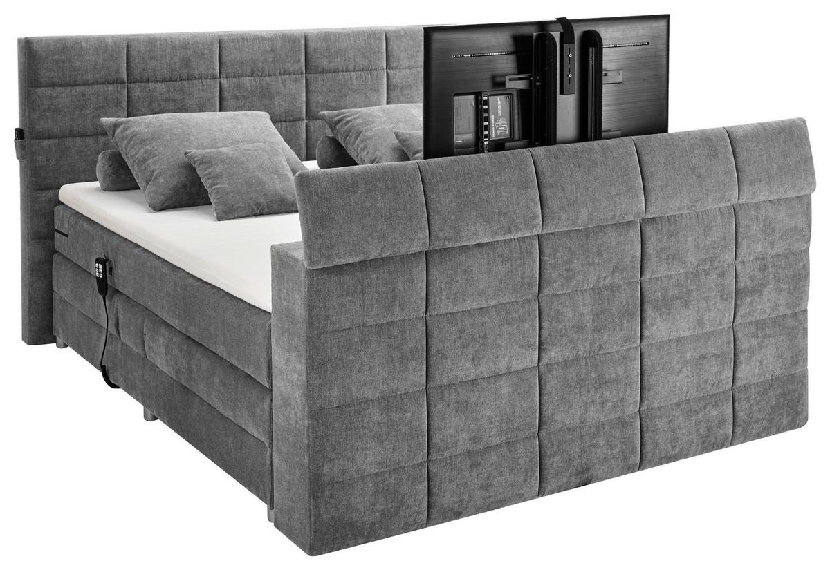 Boxspringbett mit Topper 180x200 cm Denver - Grau, KONVENTIONELL, Textil (180/200cm) - Carryhome