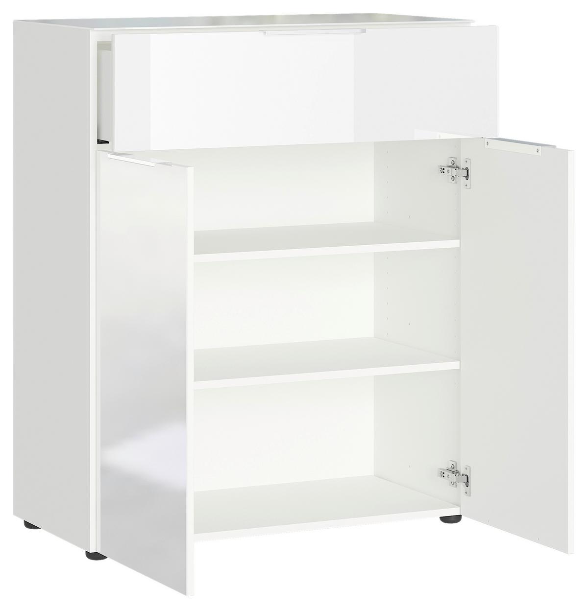 KOMODA OAKLAND - bílá/černá, Moderní, kov/kompozitní dřevo (83/102/42cm) - Premium Living