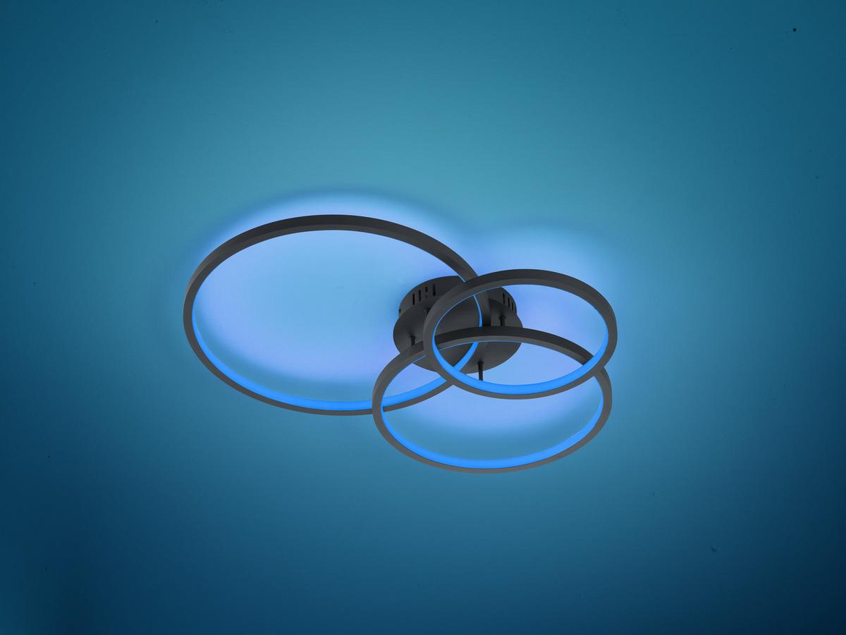 LED-Deckenleuchte Aaron L: 79 cm Mit Smartphone-Steuerung - Anthrazit, Design, Metall (79/10,5/64cm) - Trio Leuchten