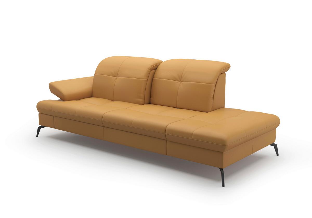 Récamiere Amica E, Currygelb B: 231 Cm - Currygelb/Schwarz, KONVENTIONELL, Leder/Textil (231/90/122cm) - Sit & More