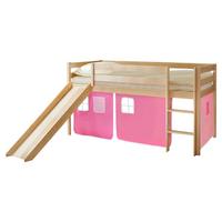 Spielbett Manuel Rosa Kiefer Massiv 90 cm Rutsche Leiter - Hellrosa/Rosa, Natur, Holz (90/200cm) - MID.YOU