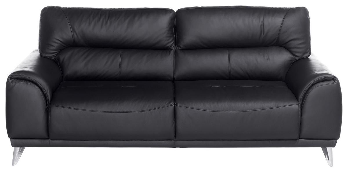 Dreisitzer-Sofa Frisco, Lederlook - Chromfarben/Schwarz, MODERN, Textil (210/92/96cm) - MID.YOU