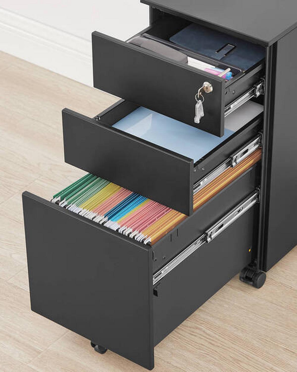 Rollcontainer Abschließbar B: 30 cm, Schwarz - Schwarz, Basics, Metall (30/60/45cm) - Boxxx