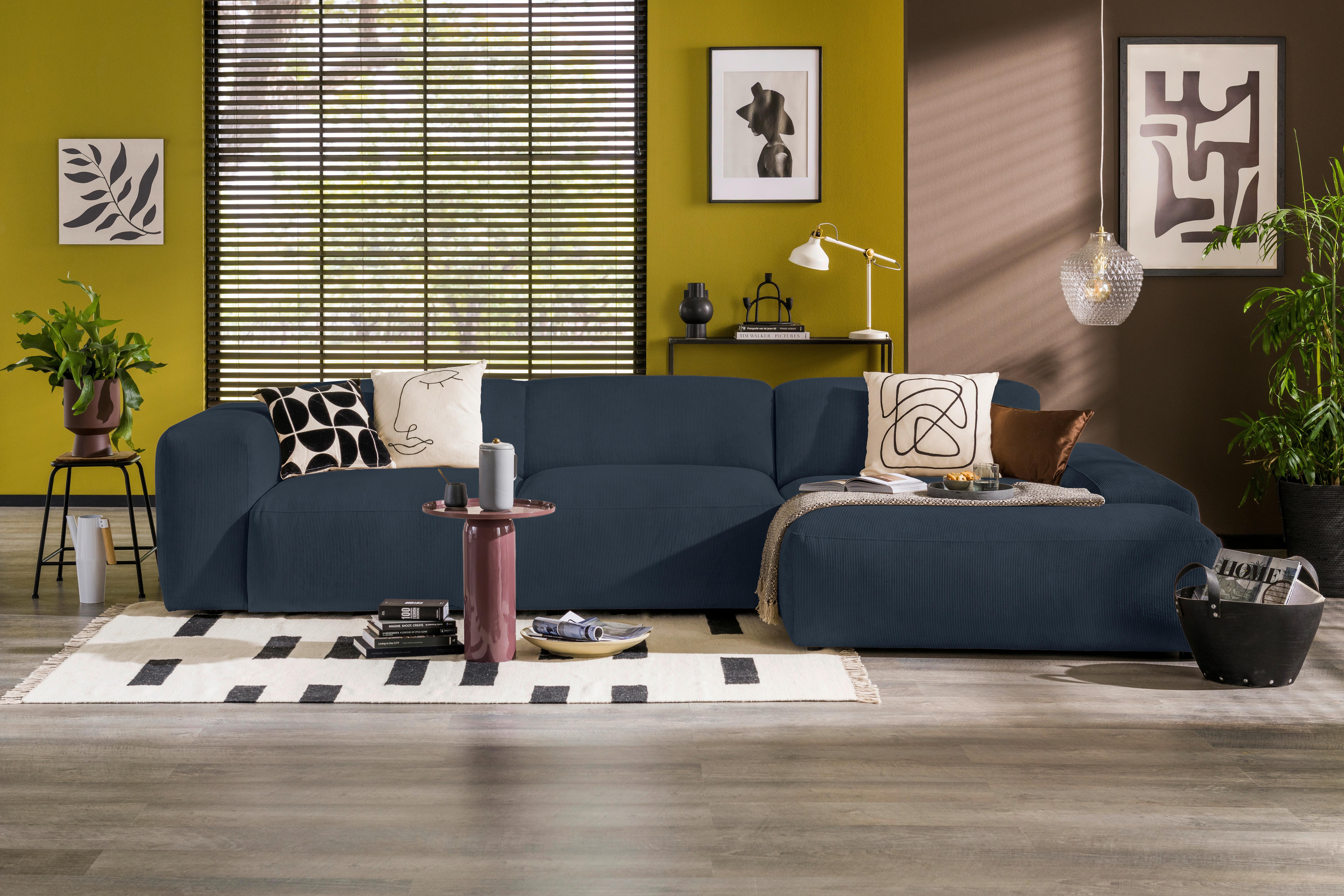 Ecksofa Hannah Blau 343x170 cm - Blau/Schwarz, Design, Textil (343/170cm) - MID.YOU
