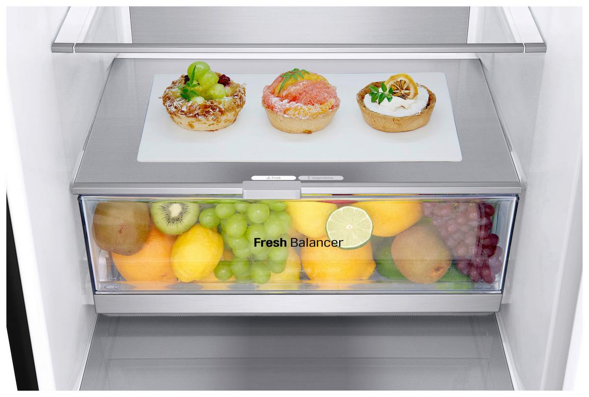 Kühl-Gefrier-Kombination Gbv7280aev - Schwarz, Basics, Glas/Kunststoff (59.5/203/67.5cm) - LG