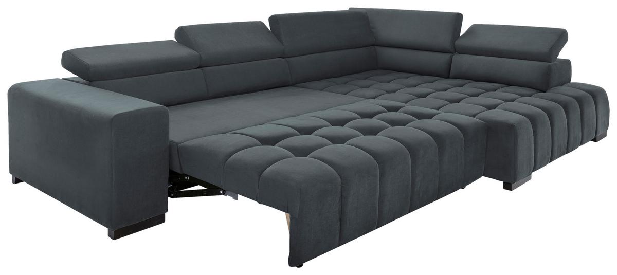 Eckschlafsofa Elias Neu Dunkelgrau S: 307 Cm - Dunkelgrau/Schwarz, Design, Textil (307/201cm) - Livetastic