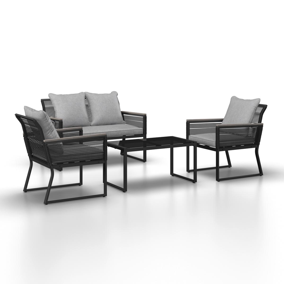 TERASOVÁ SEDACIA SÚPRAVA PAULINA - čierna/svetlosivá, Modern, kov/textil (106/74/70,5cm) - Bessagi Garden