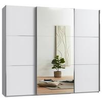 Schwebetürenschrank Indian A Weiß Dekor/Spiegel, B:250cm - Weiß, KONVENTIONELL, Glas/Holzwerkstoff (250/216/65cm)