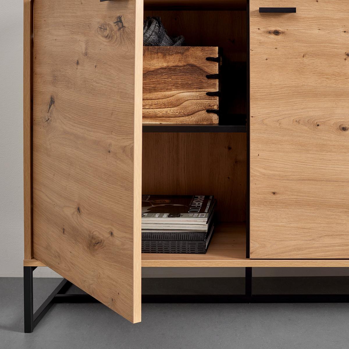 Komoda FOSCA - černá/barvy dubu, Moderní, kov (148,5/76/40cm) - Bessagi Home