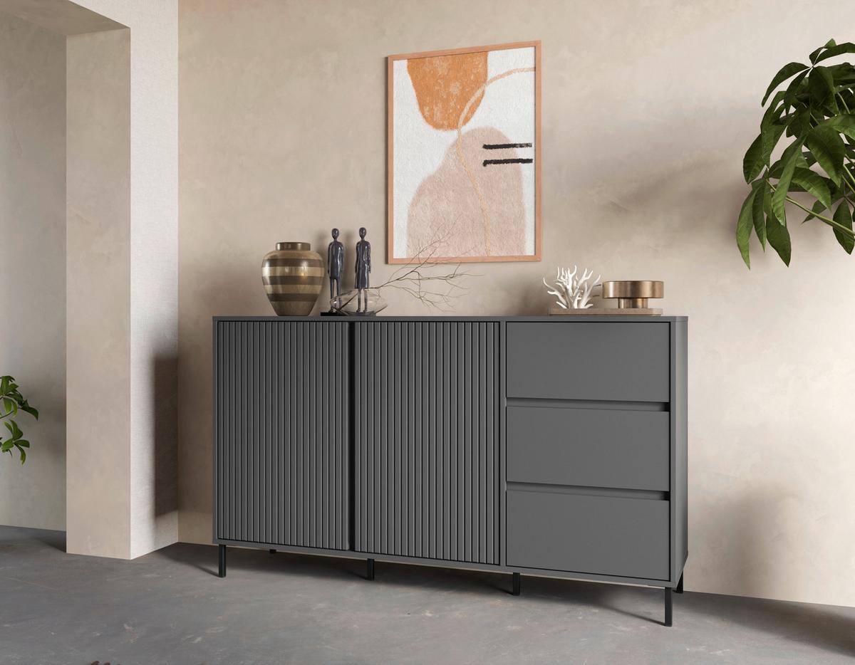 Kommode Avenale Anthrazit B: 157,8 Cm - Anthrazit/Schwarz, Trend, Holzwerkstoff (157,8/91,6/40cm)