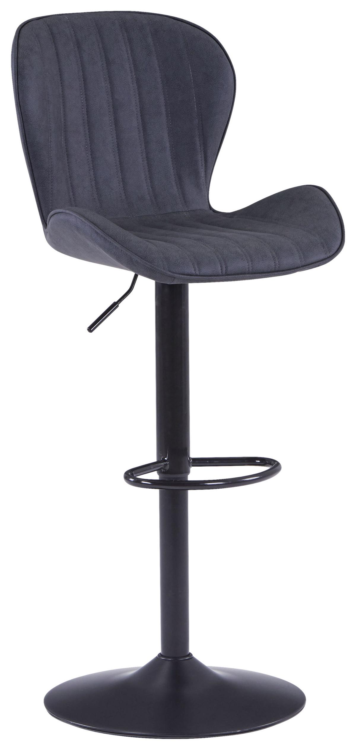 Barhocker höhenverstellbar mit Lehne Klaus Grau/Schwarz - Dunkelgrau/Schwarz, MODERN, Textil/Metall (48/94-114/53cm)