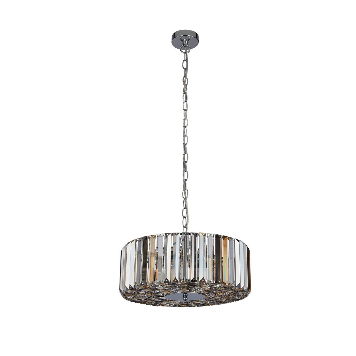 Hängeleuchte Chapeau 82101-5cc - Chromfarben/Bernsteinfarben, KONVENTIONELL, Glas/Metall (50/132cm)