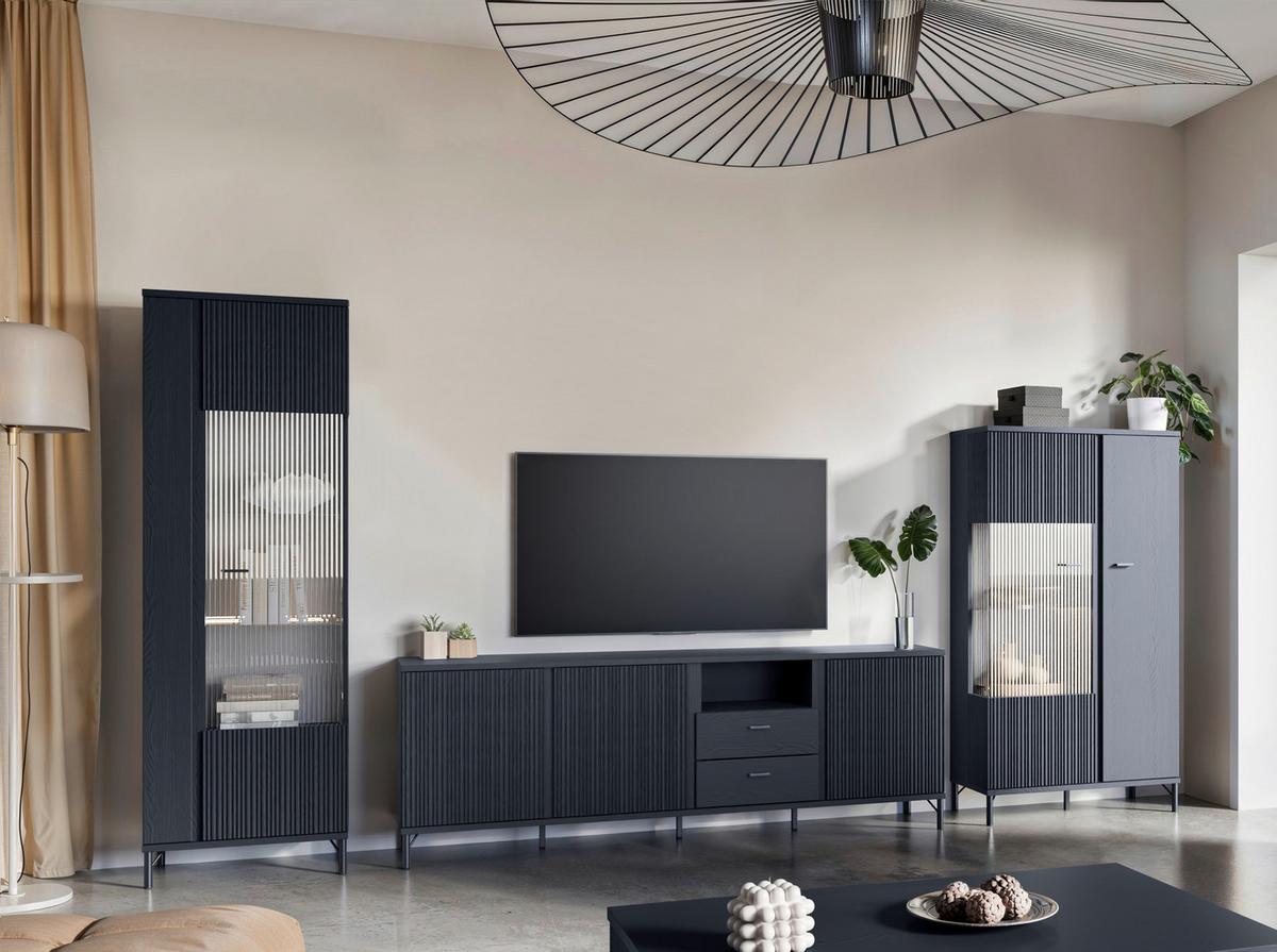 STAPELPROGRAMM Lusaka Schwarz B: 350 cm - Schwarz, Trend, Glas/Holzwerkstoff (350/194/40cm)