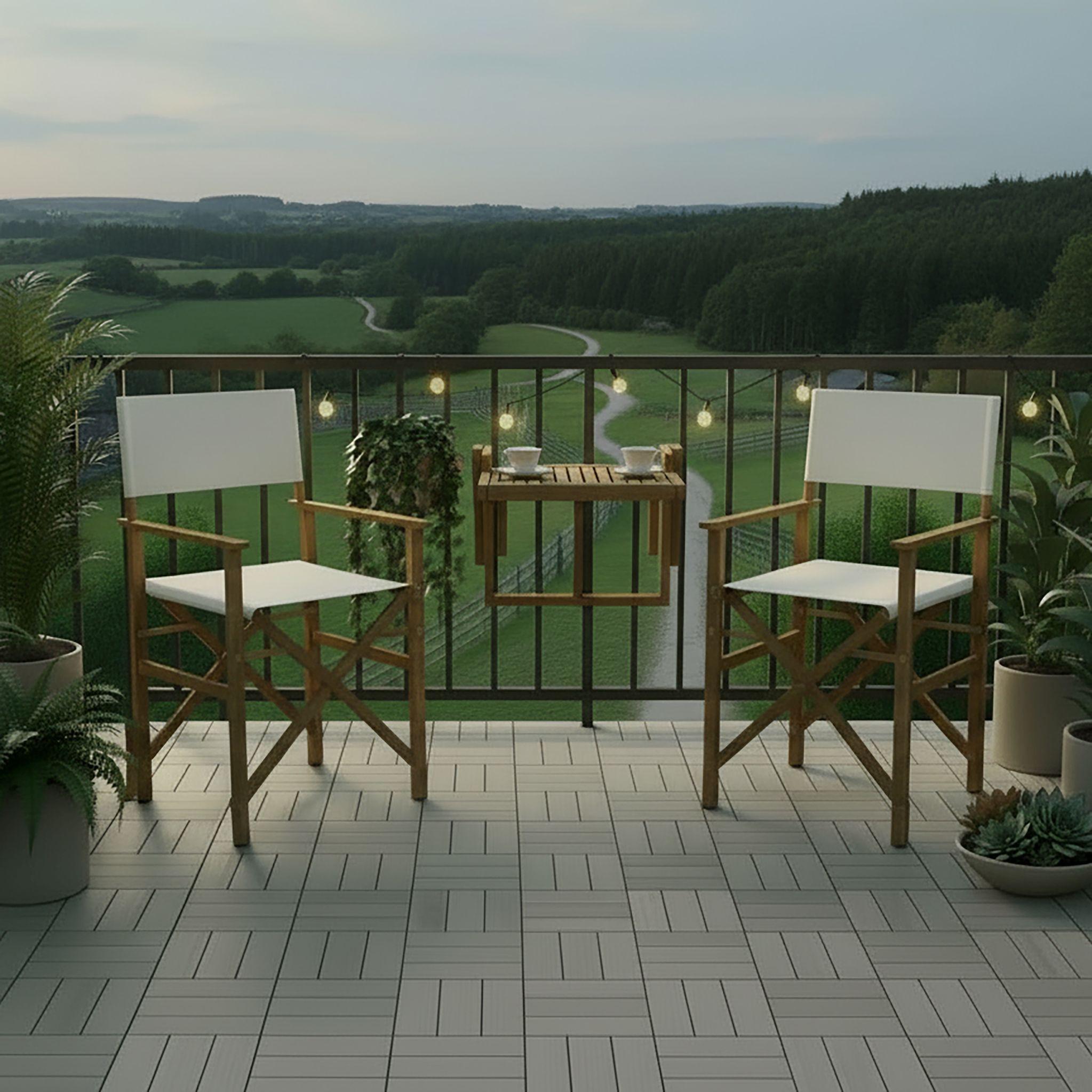 SADA NA BALKON STELLA - bílá/barvy akácie, Moderní, dřevo/textil (49,5/90/51cm) - Bessagi Garden