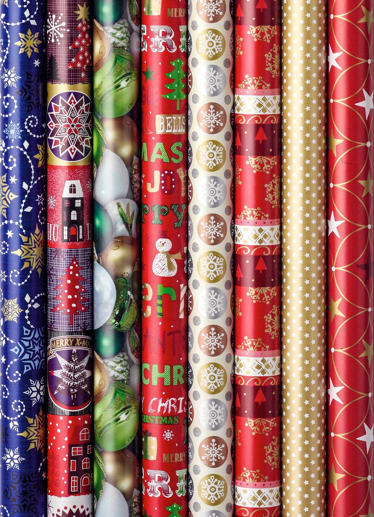 Geschenkpapier Weihnachten 6 Motive 70x500 Cm - Blau/Rot, Basics, Papier (70/500cm)