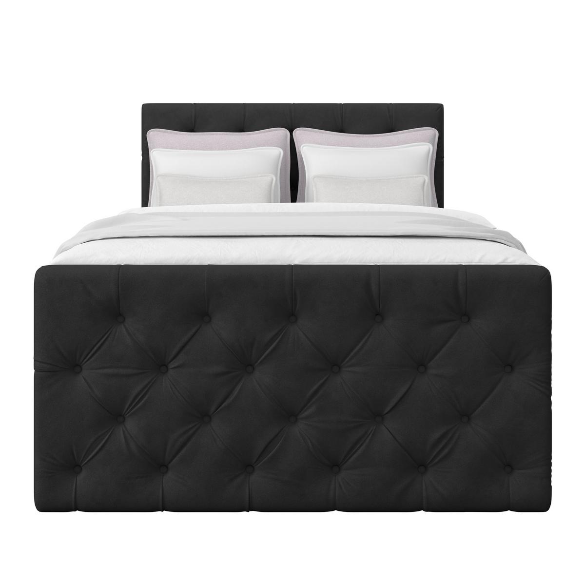 Boxspringbett Elio Schwarz 140x200 cm H3 - Beige/Schwarz, ROMANTIK / LANDHAUS, Textil (140/200cm) - James Wood