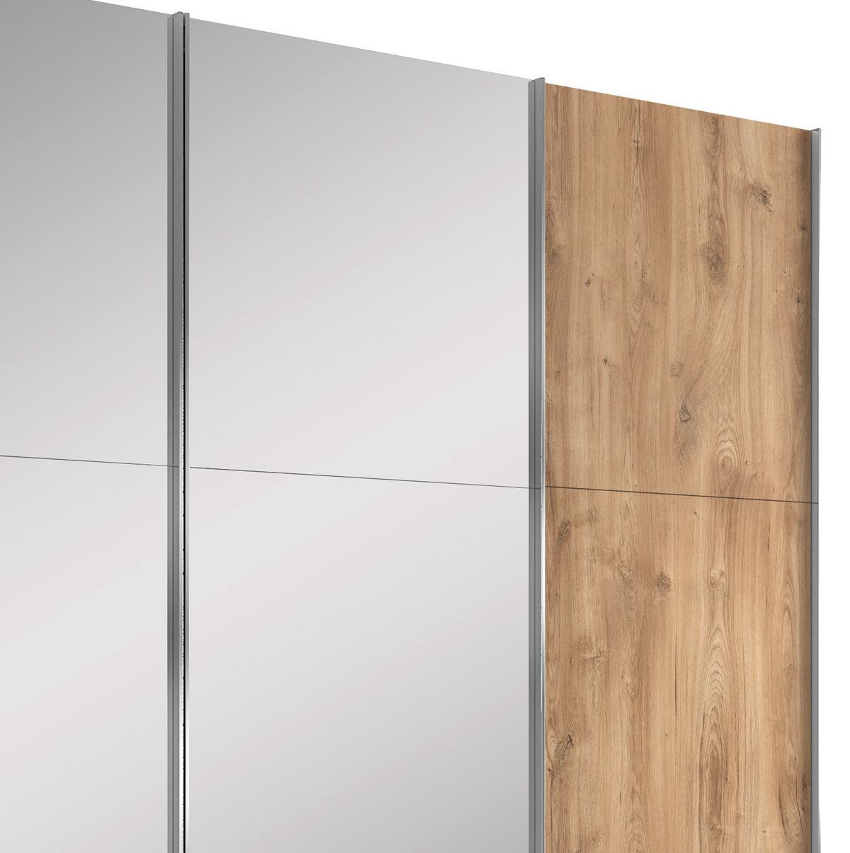 Schwebetürenschrank M. Spiegel + Laden 300cm Level 36a, Eiche - Eichefarben, MODERN, Glas/Holzwerkstoff (300/216/65cm) - Livetastic