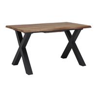 Rozkladací jedálenský stôl LIA 140-180x76x90 cm - čierna/farba vlašského orecha, Modern, kov/kompozitné drevo (140-180/90/76cm) - Bessagi Home