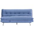3-Sitzer-Sofa + Schlaffunktion Palermo Hellblau, Samt - Chromfarben/Dunkelblau, Design, Holz/Textil (189/92/103cm) - Luca Bessoni