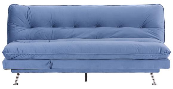 3-Sitzer-Sofa + Schlaffunktion Palermo Hellblau, Samt - Chromfarben/Dunkelblau, Design, Holz/Textil (189/92/103cm) - Luca Bessoni