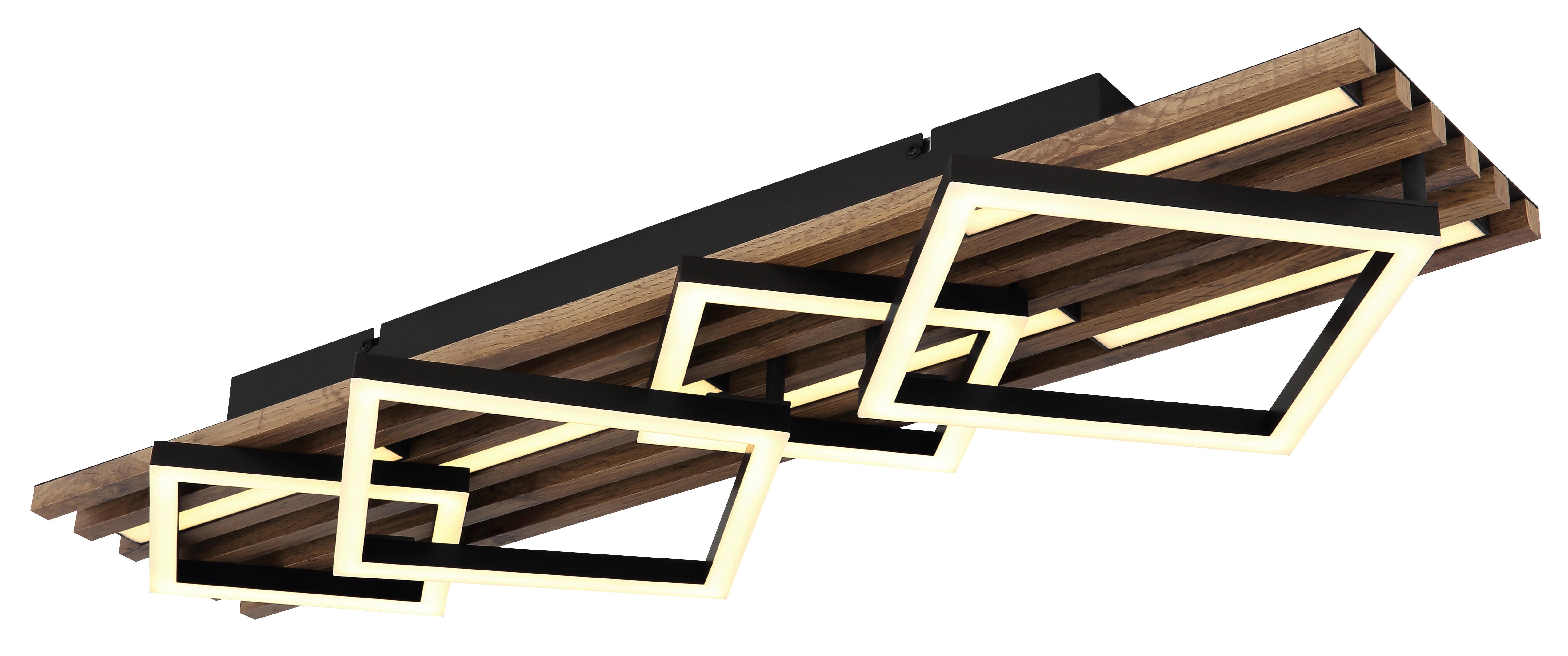 LED-Deckenleuchte 67344d3 Obrien - Dunkelbraun/Schwarz, Natur, Holzwerkstoff/Kunststoff (82/31/9,5cm) - Globo