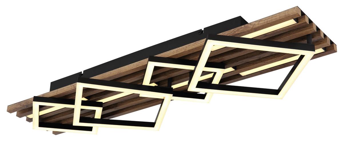 LED-Deckenleuchte 67344d3 Obrien - Dunkelbraun/Schwarz, Natur, Holzwerkstoff/Kunststoff (82/31/9,5cm) - Globo