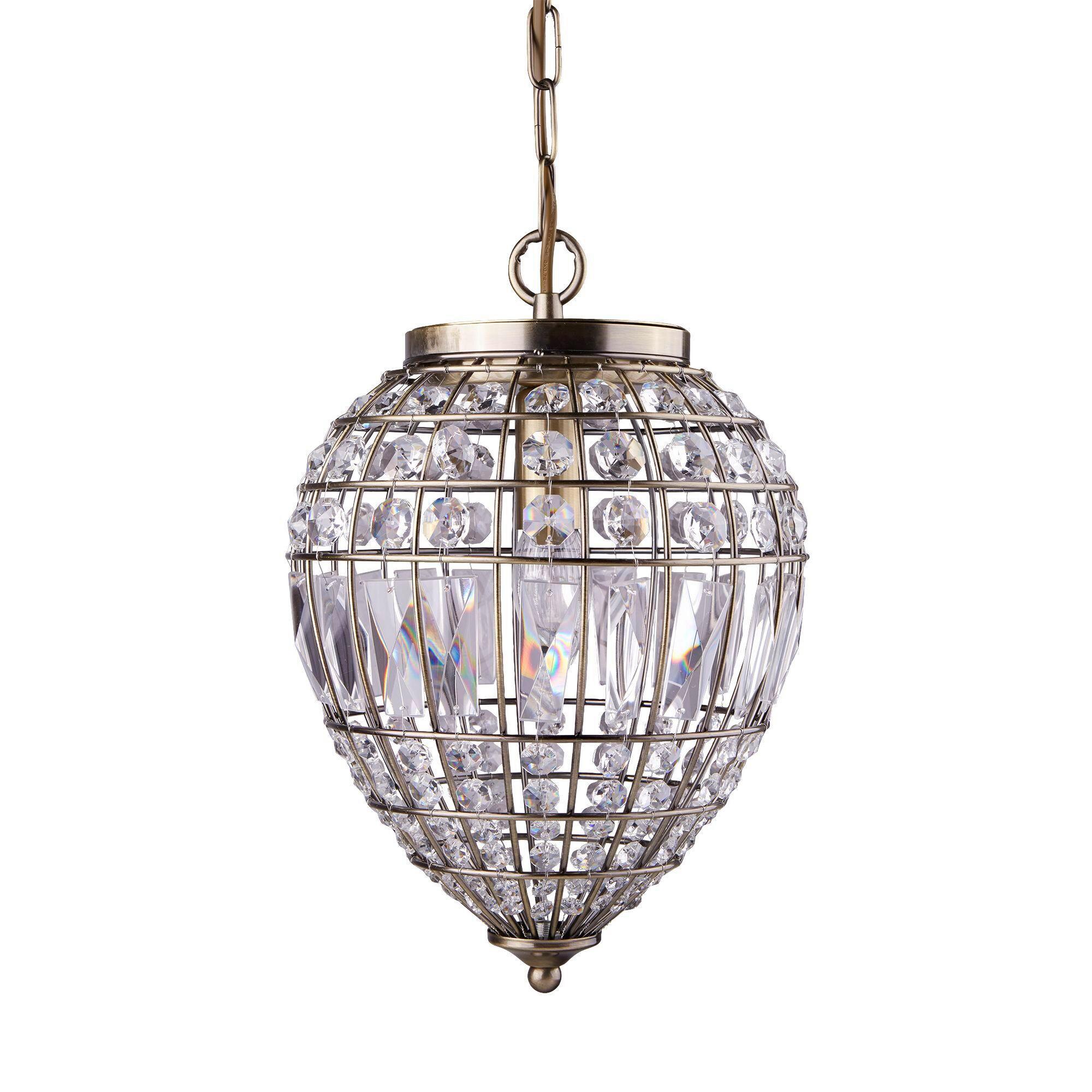 Hängeleuchte 3991ab - Messingfarben, Design, Glas/Metall (23/34-93cm)