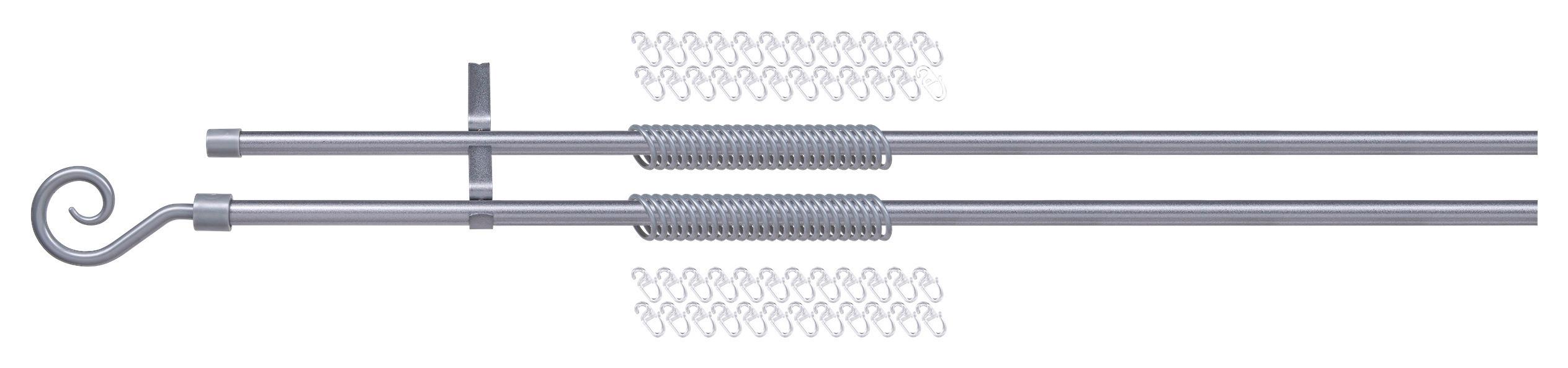 Okrúhla tyč s príslušenstvom Black Night Doppellauf,130-240 - strieborná, plast (130-240cm) - Modern Living