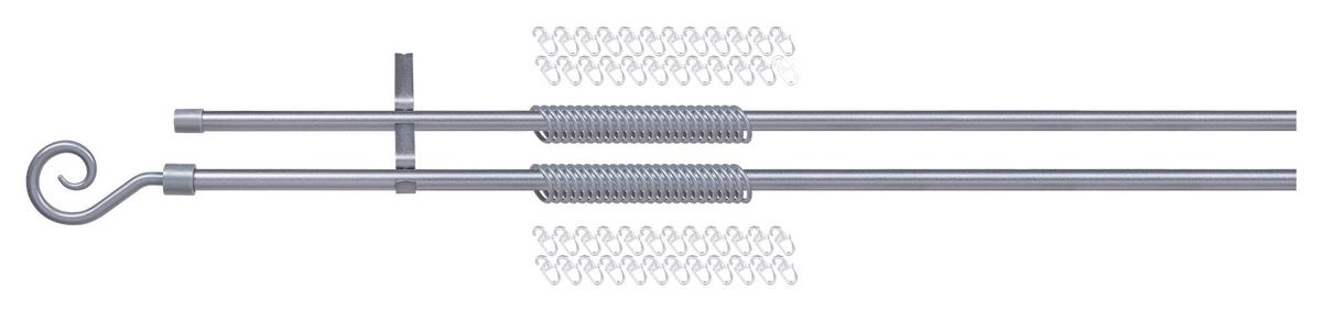 Okrúhla tyč s príslušenstvom Black Night Doppellauf,130-240 - strieborná, plast (130-240cm) - Modern Living