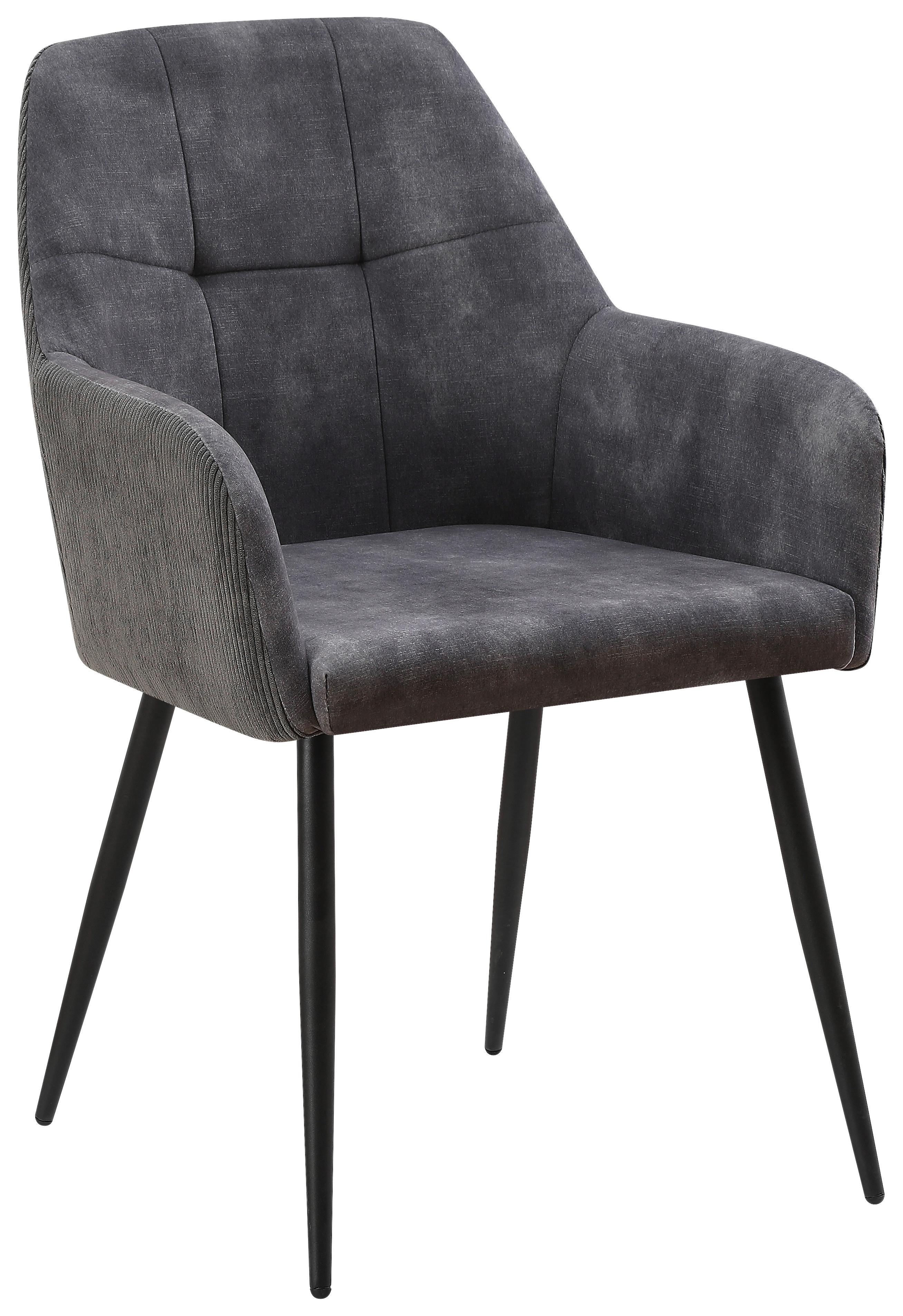 ŽIDLE S PODRUČKAMI MAJA - šedá/černá, Moderní, kov/textil (56,5/87/60cm) - Based