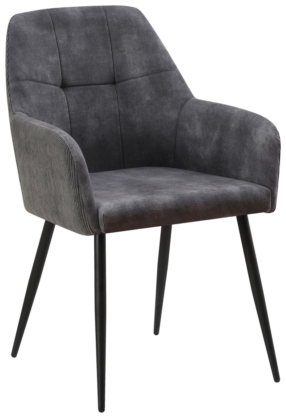 ŽIDLE S PODRUČKAMI MAJA - šedá/černá, Moderní, kov/textil (56,5/87/60cm) - Based