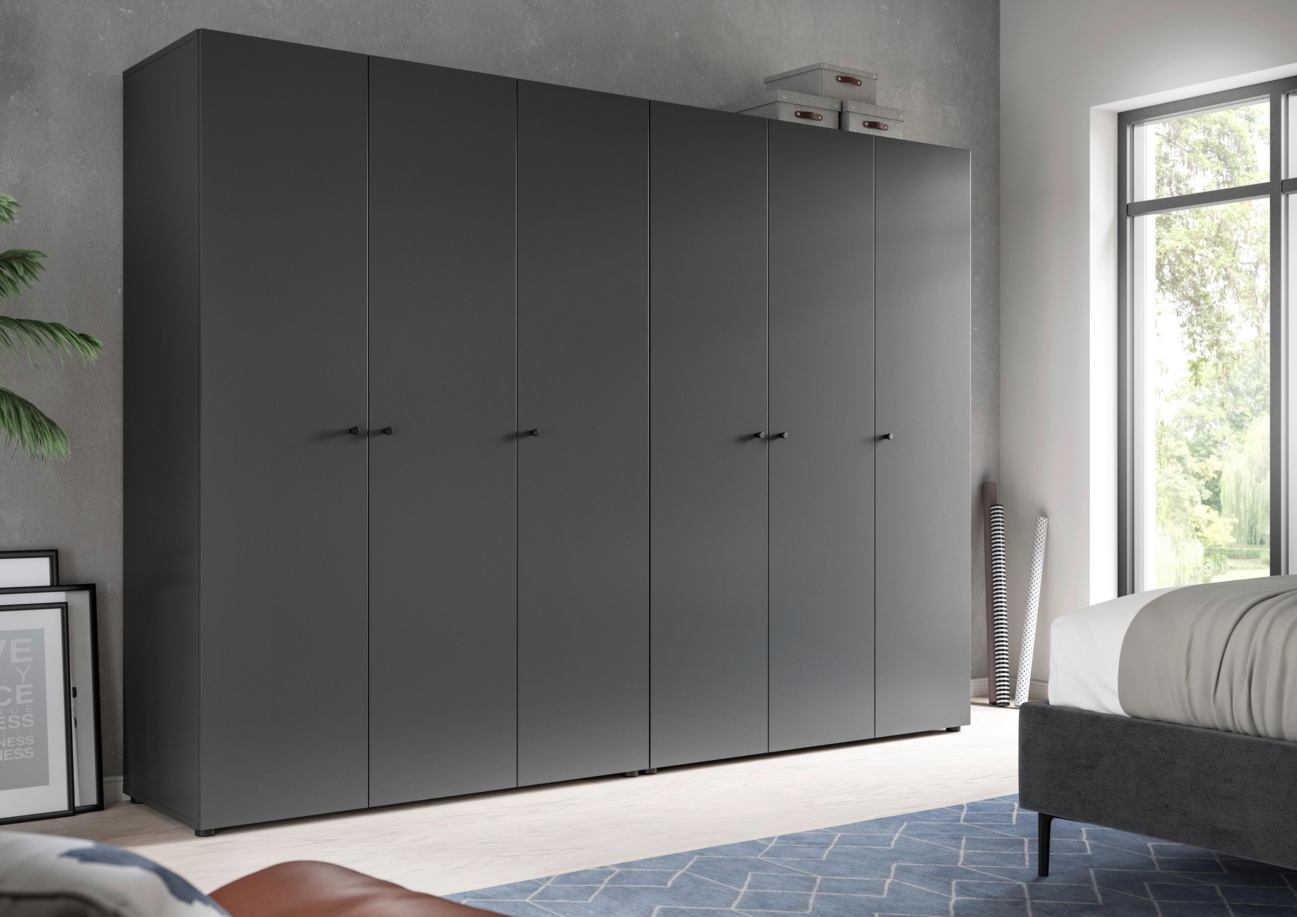 Drehtürenschrank Darwin, Anthrazit B: 240 Cm - Anthrazit, MODERN, Holzwerkstoff (240/176/51cm) - MID.YOU
