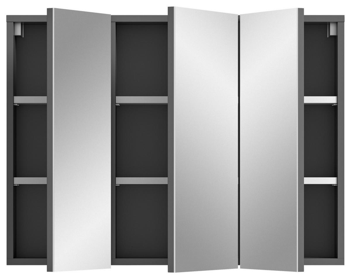 Spiegelschrank Soft 3-Türig B: 80 Cm - Grau, MODERN, Glas/Holzwerkstoff (80/60/15cm) - MID.YOU