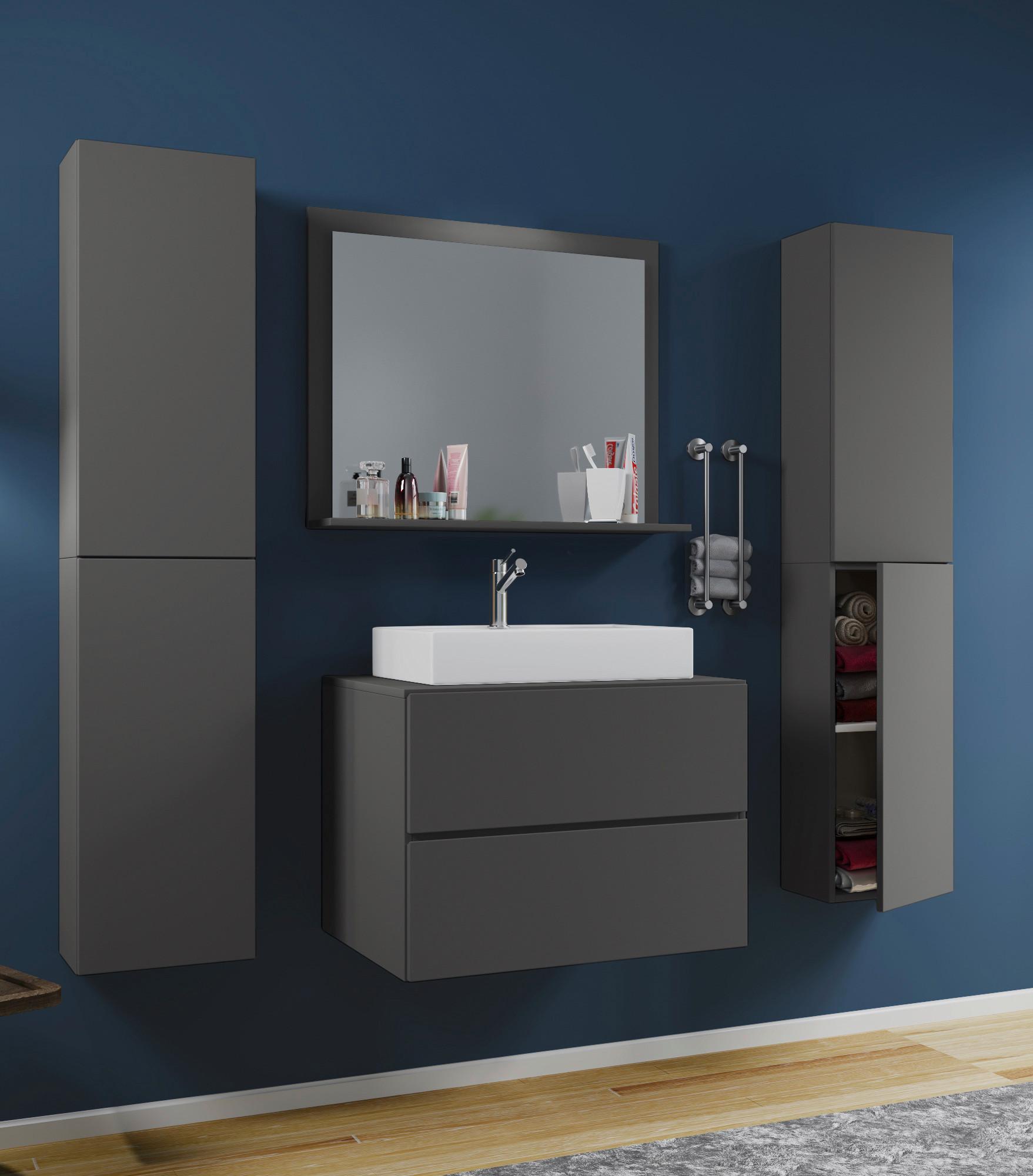 Badezimmer Lendas5-teiliganthrazitb:147cm - Anthrazit/Weiß, MODERN, Glas/Keramik (147cm) - MID.YOU