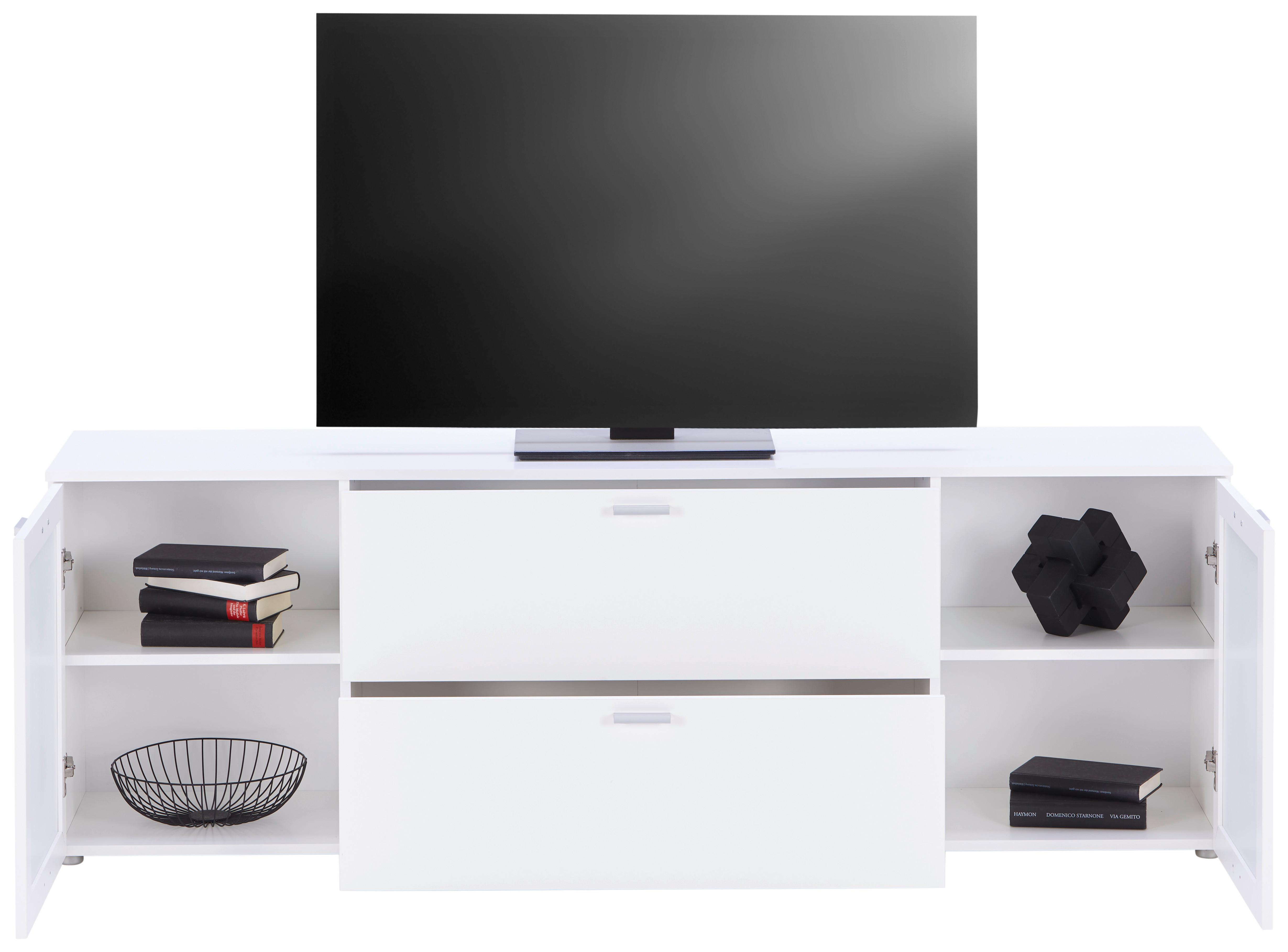 Tv-lowboard Xeno B: 180 Cm Weiß - Weiß, MODERN, Glas/Holzwerkstoff (180/62/37cm)