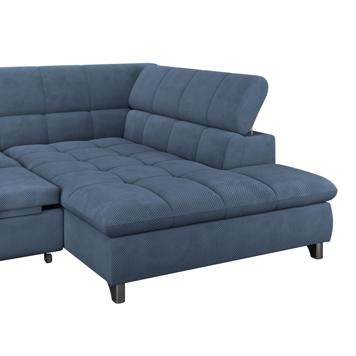Ecksofa Gemini Dunkelblau, B: 312cm - Chromfarben/Dunkelblau, KONVENTIONELL, Textil (312/234cm)