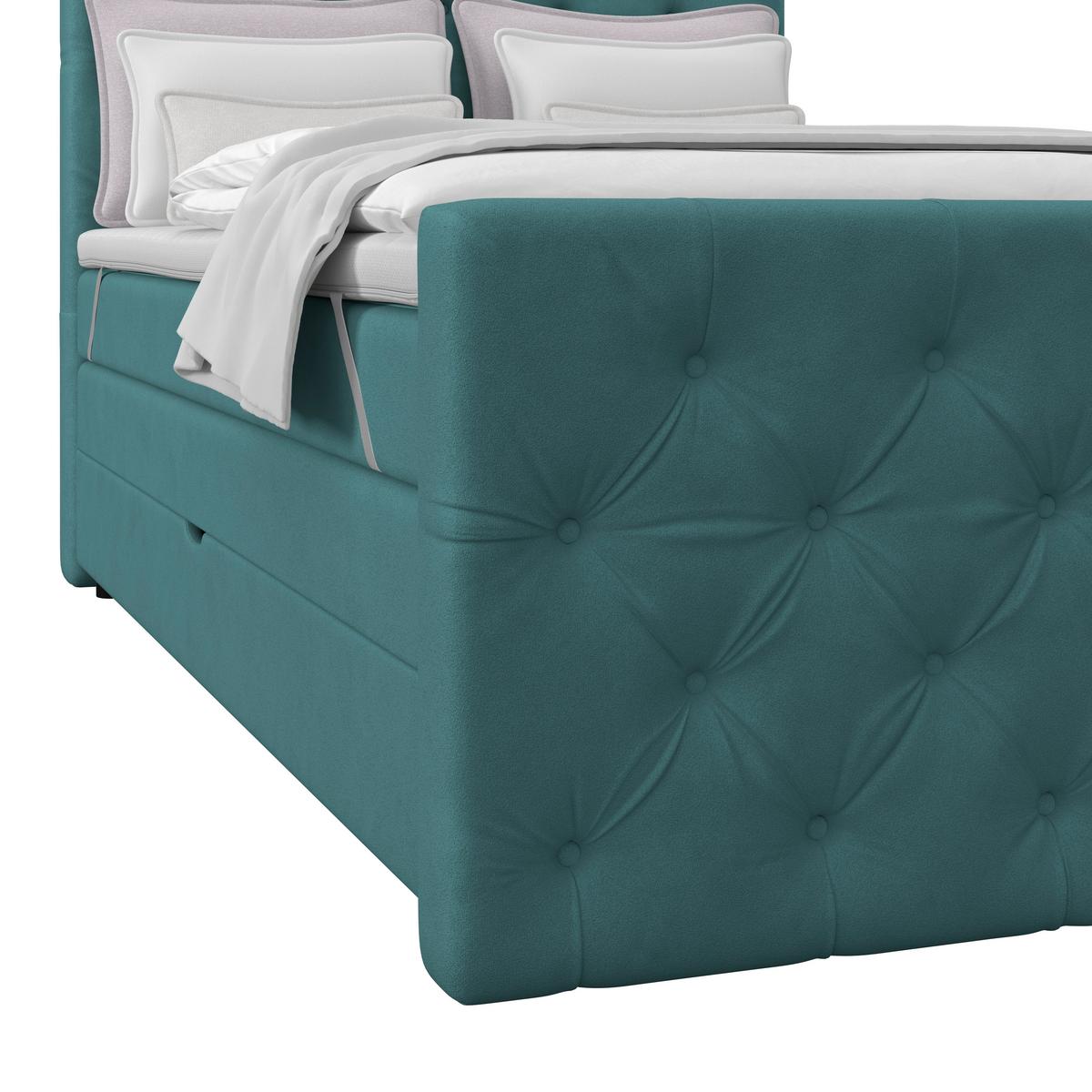 Boxspringbett Elio Petrol 140x200 cm H2 - Beige/Petrol, ROMANTIK / LANDHAUS, Textil (140/200cm) - James Wood