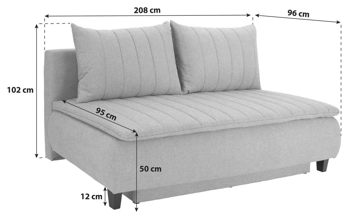 Boxspring pohovka na spanie Marino, sivobéžová - čierna/sivobéžová, Modern, drevo/textil (208/102/96cm) - Luca Bessoni