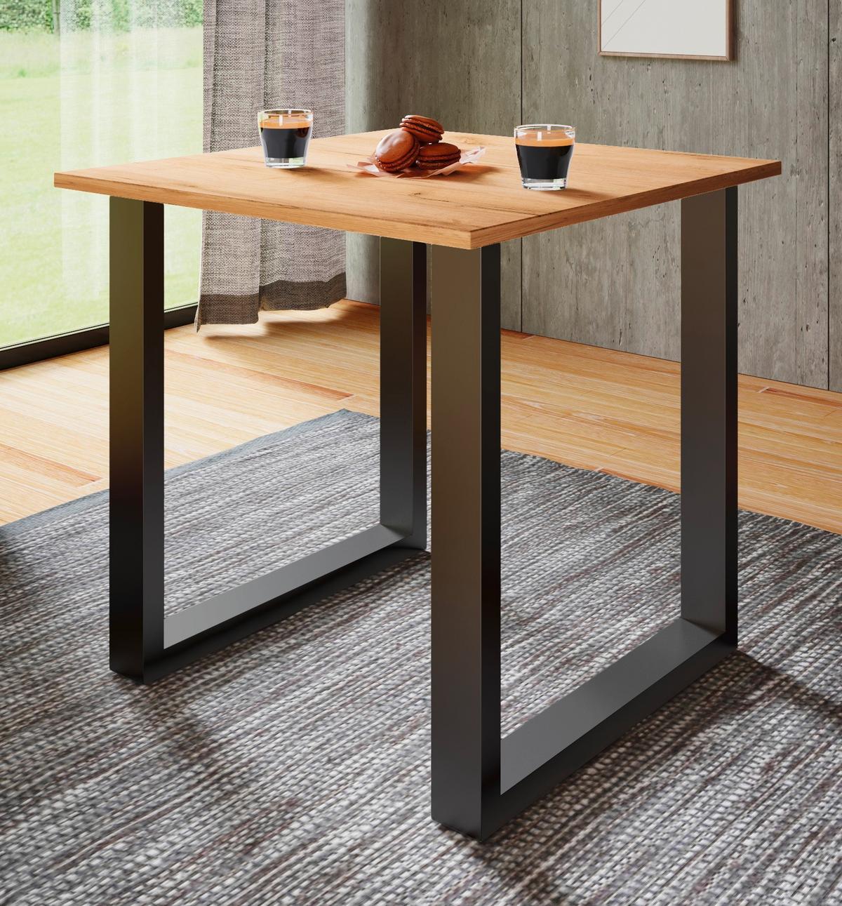 Schreibtisch Lona Schwarz, Eiche Dekor B: 80 cm - Honigeiche/Silberfarben, Design, Holzwerkstoff/Metall (80/76/50cm) - MID.YOU