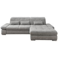Ecksofa Mit Schlaffunktion Dalida Silberfarben Chenille - Chromfarben/Silberfarben, Design, Textil (300/196cm) - Livetastic
