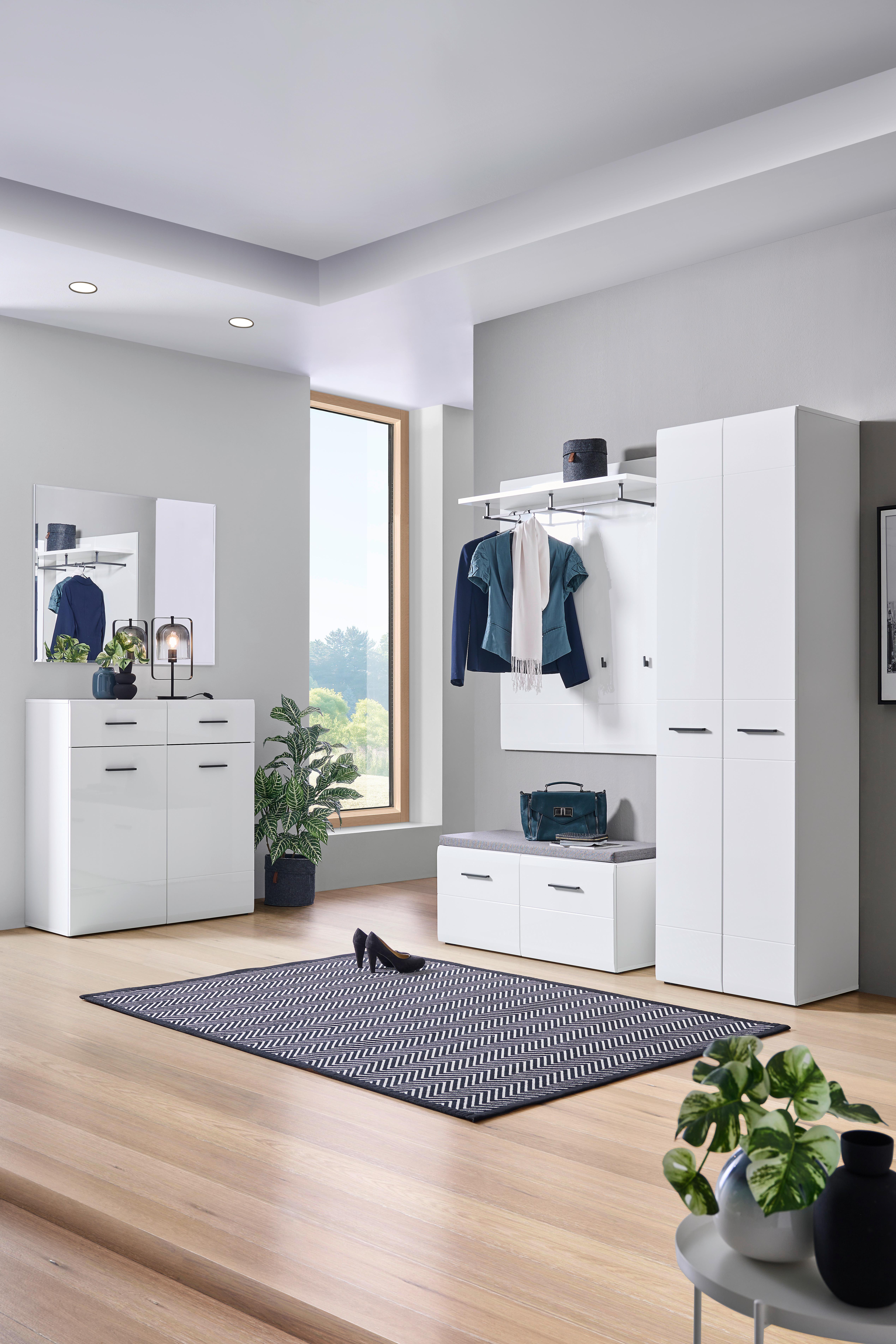 Garderobenschrank Avanti Weiß B: 60 cm - Weiß Hochglanz/Anthrazit, Basics, Holzwerkstoff (60/206,2/41,6cm) - Hom`in