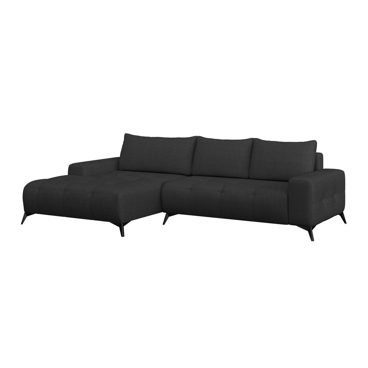 Ecksofa Mauro Schwarz, mit Schlaffunktion - Schwarz, Trend, Textil (175/290cm) - Luca Bessoni