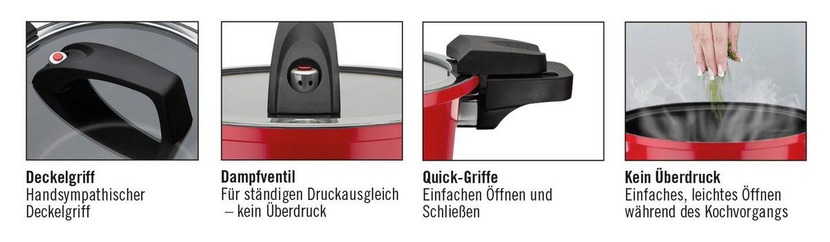Kochtopf 4 l Aluminium, rot - Rot, Basics, Metall (24/10cm) - GSW