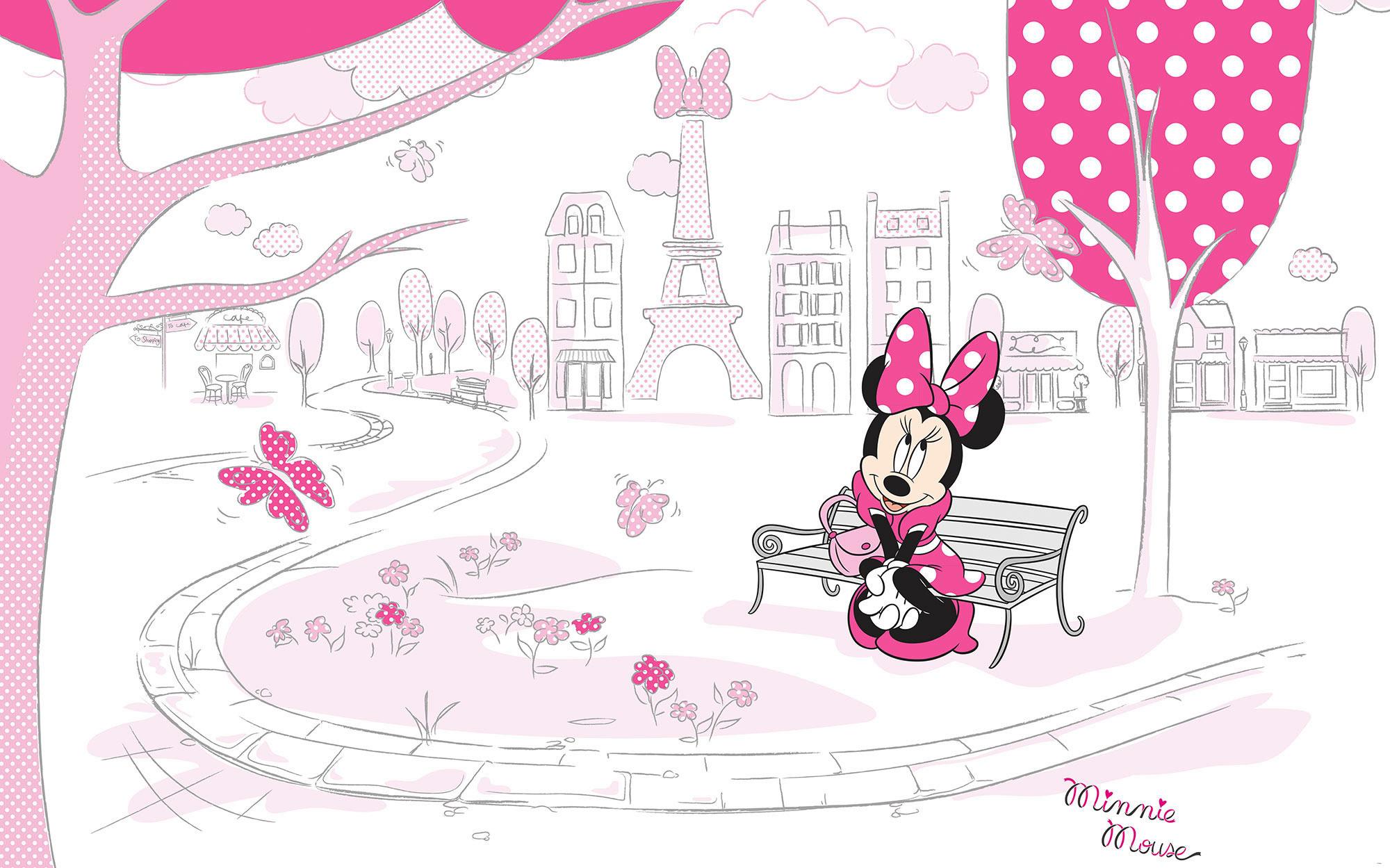 Vliestapete Minnie In Paris - Multicolor, Basics (400/250cm) - Komar